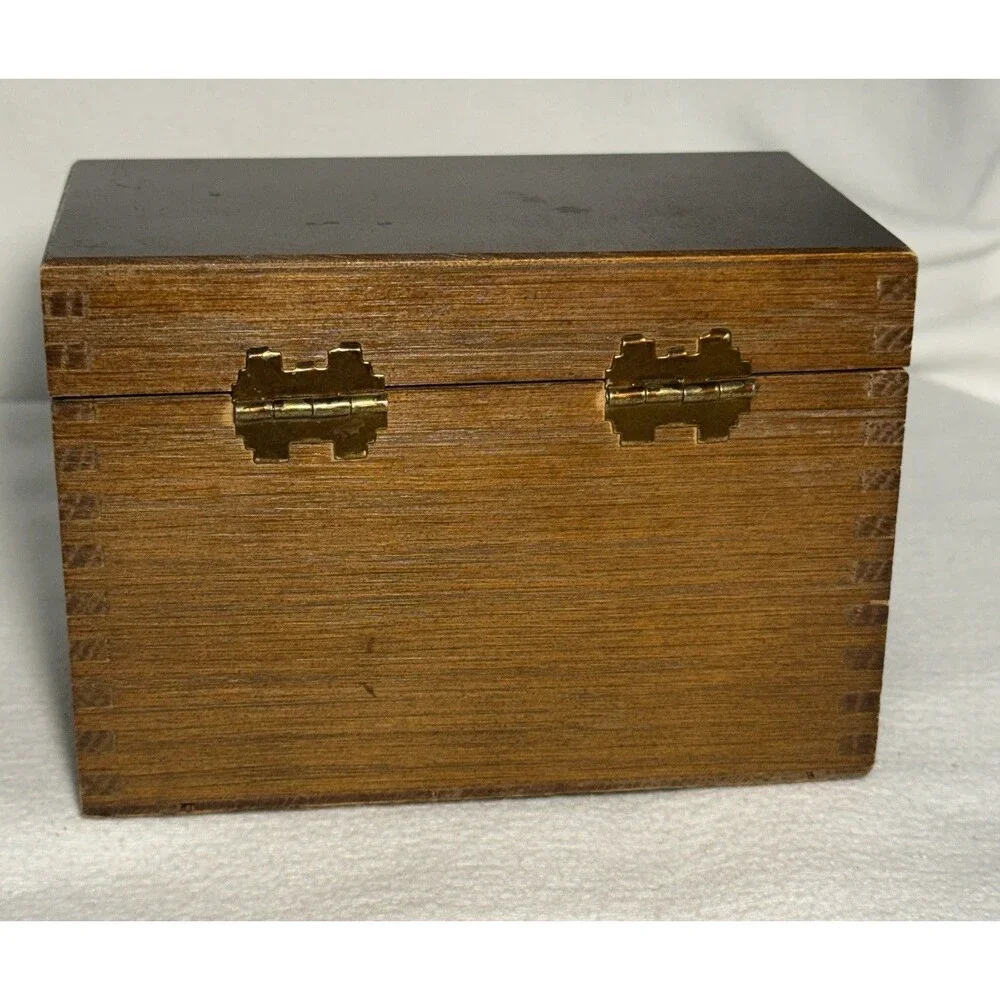 Federco Mid-Century Modern Wood Box Hinged Lid Brass Latch 1957 16x8